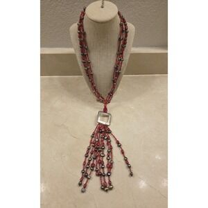 Sterling Silver Jay King Desert Rose Trading 3 Strand Blk Baroque Pearl Necklace